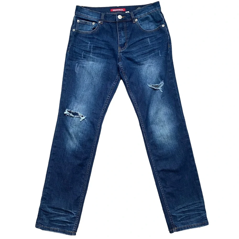 Union Bay Slim Boyfriend Straight Leg Distressed/Ripped Jeans 5
